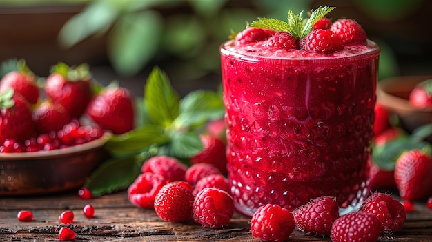 Jar of Raspberry Jam Surrounded by Fresh Raspberries