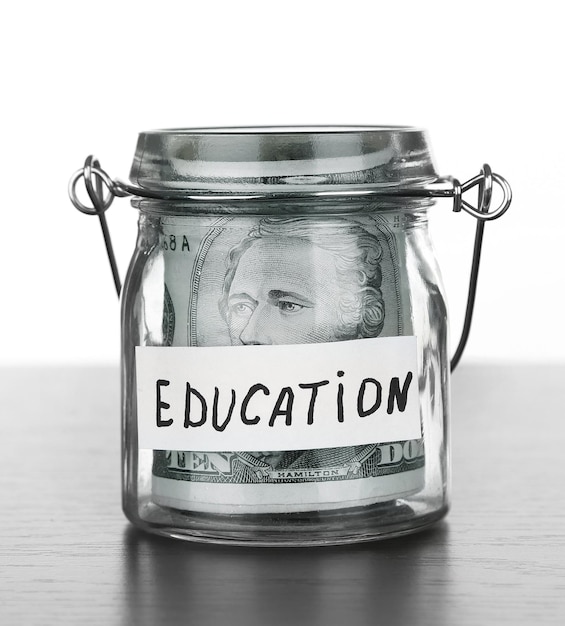 jar for savings full of banknotes