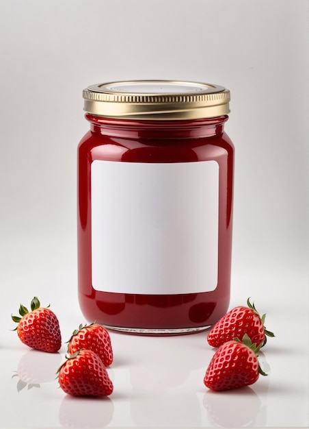 Photo a jar of strawberry jam product mockup