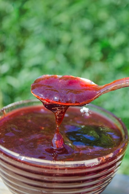 Jar of strawberry jam