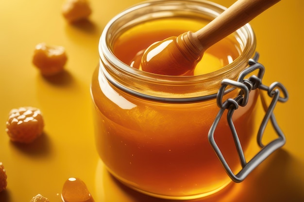 A jar of sweet golden honey