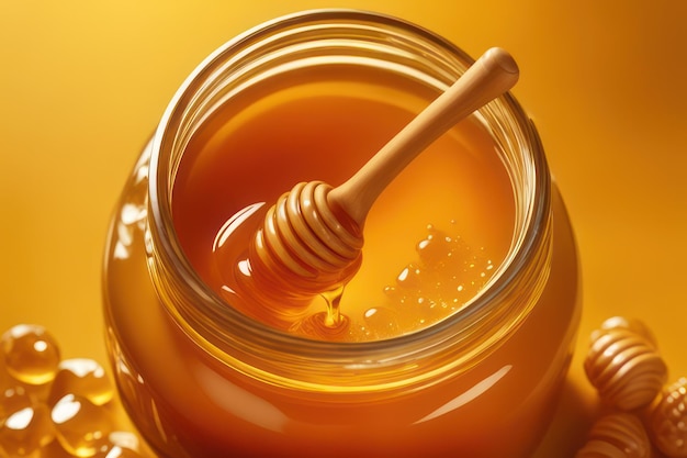 A jar of sweet golden honey