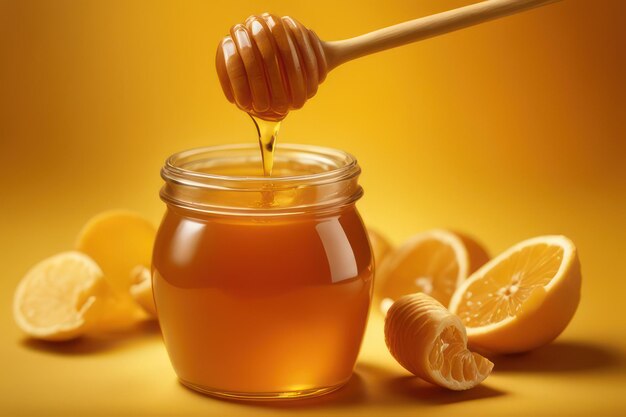 A jar of sweet golden honey