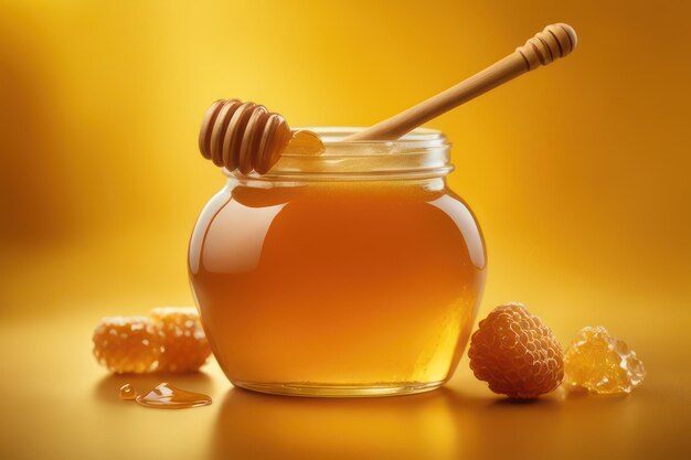 A jar of sweet golden honey