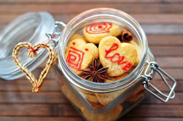 Jar with Cookies in the shape of Hearts