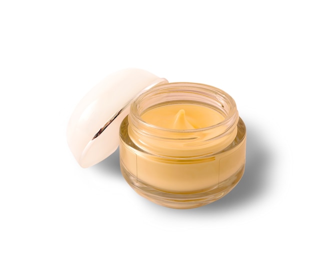 Jar with a female face cream isolated