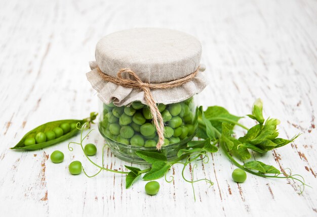 Jar with fresh peas