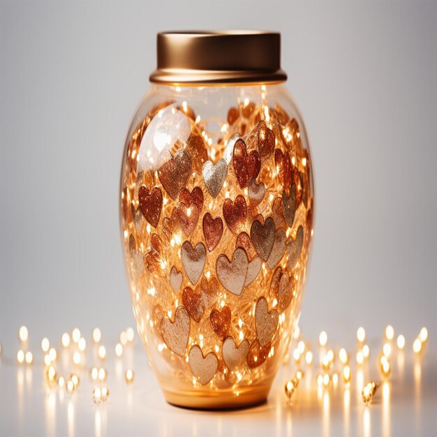 a jar with gold foil on it and a gold lid that says quot love quot