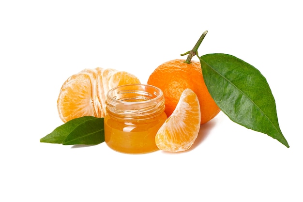 jar with mandarin fruit jam