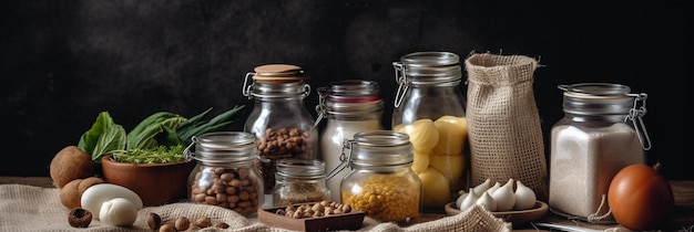 A jar with a red lid