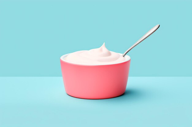 Photo jar of yogurt with spoon