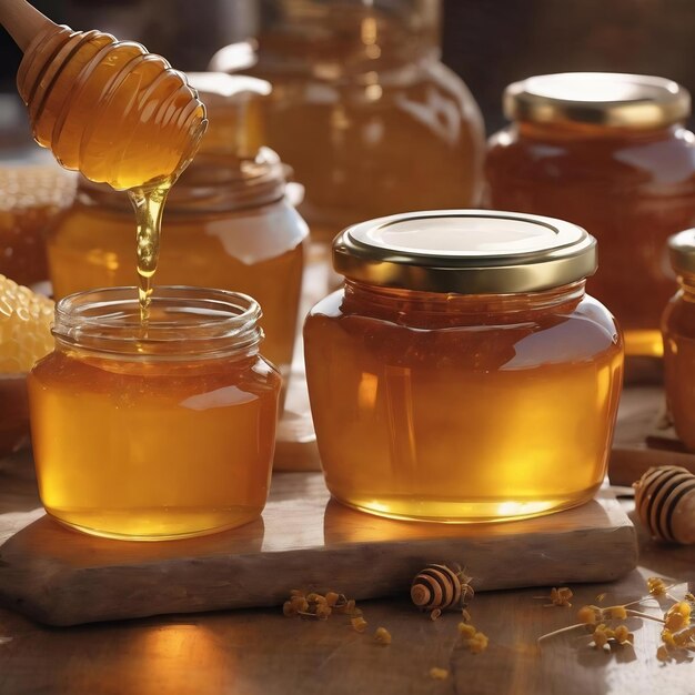 Jars of honey as delicious nutrient ingredient