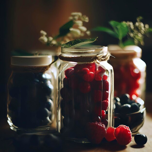 Jars with berries