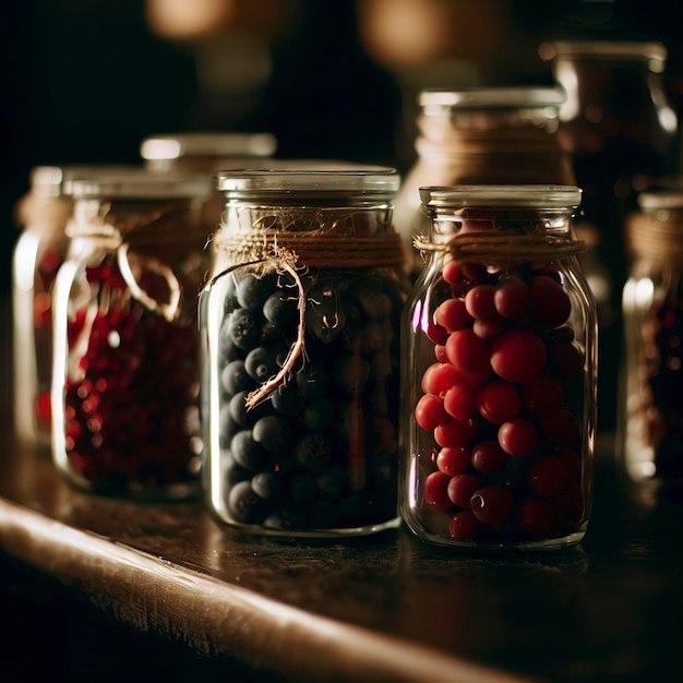 Jars with berries