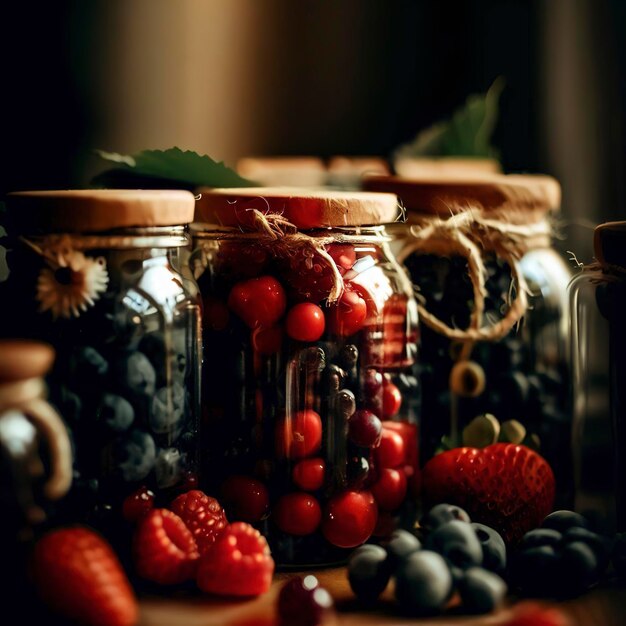 Jars with berries