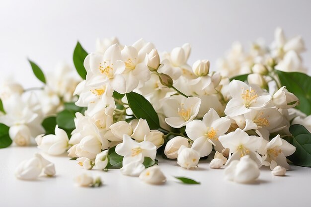 Jasmijnbloemen op een witte achtergrond in de studio