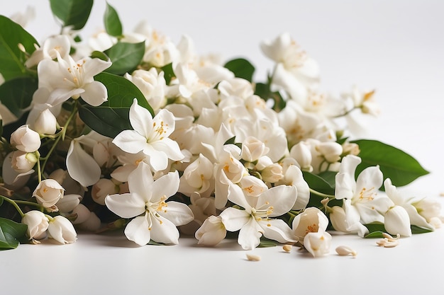 Jasmijnbloemen op een witte achtergrond in de studio