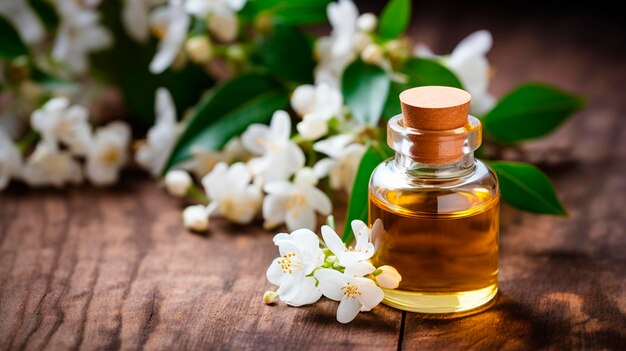 Jasmine essential oil in a bottle Generative AI Nature