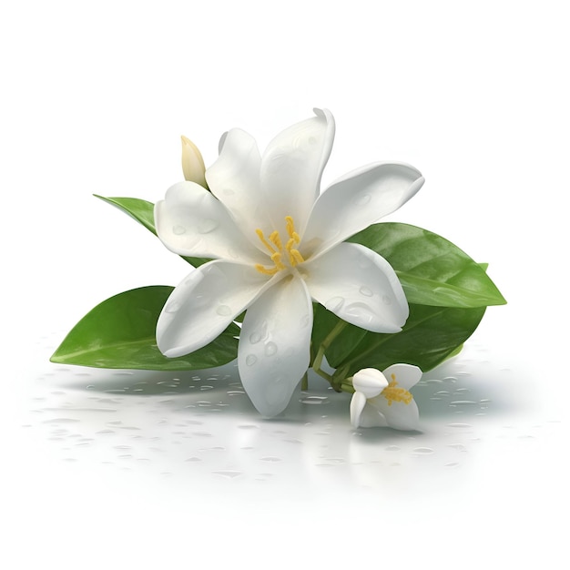 Jasmine flower isolated on white background 3d illustration