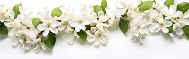 Jasmine flowers on white surface