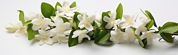 Jasmine flowers on white surface