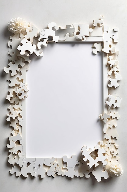 Jasmine Jamboree Jigsaw blank Frame Mockup met witte lege ruimte voor het plaatsen van uw ontwerp