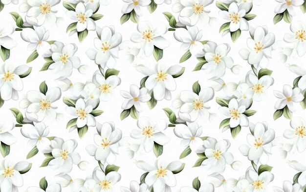 Jasmine Watercolor Seamless Pattern Background