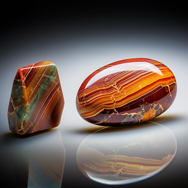 Jasper showcases earthy reds and browns in intricate patterns Its surface resembles desert sands