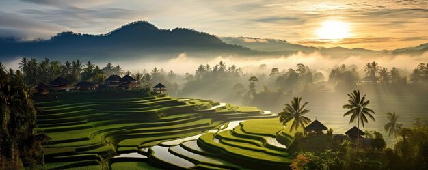 Jatiluwih rice terraces on Bali Indonesia Generative ai