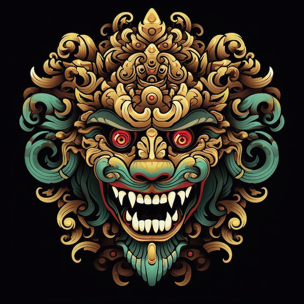 Premium AI Image | Javanese barong vector logo illustration ultra HD