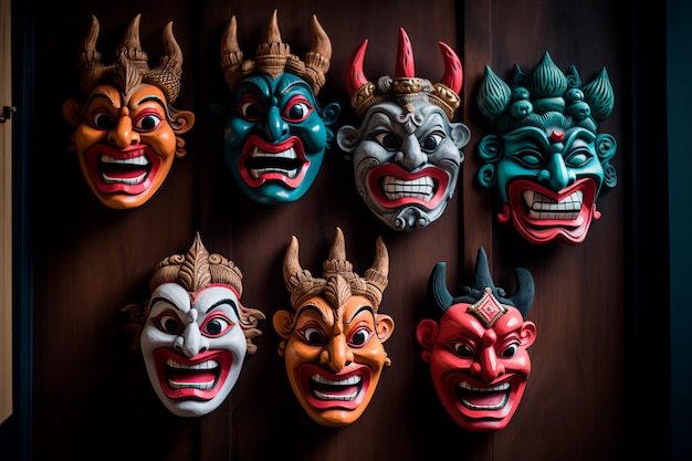 Javanese masks are presented and exhibited on the wall