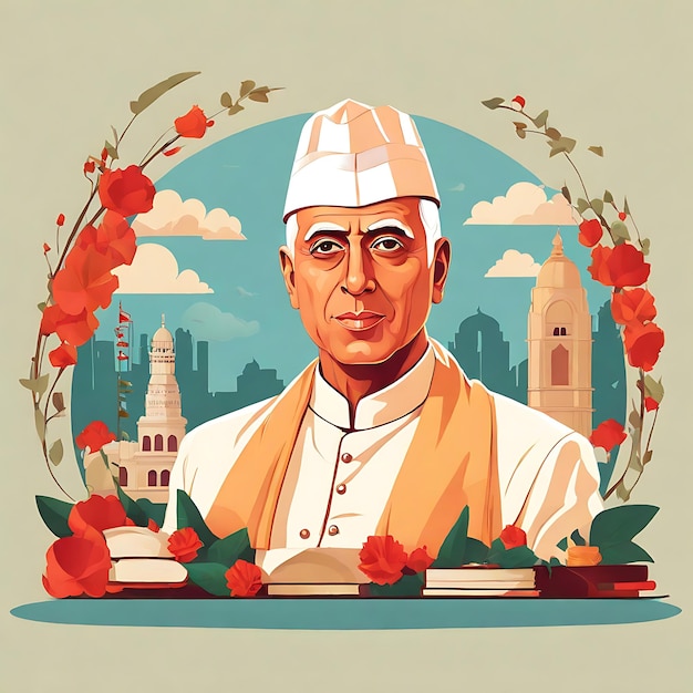 Photo jawaharlal nehru jayanti day flat illustration