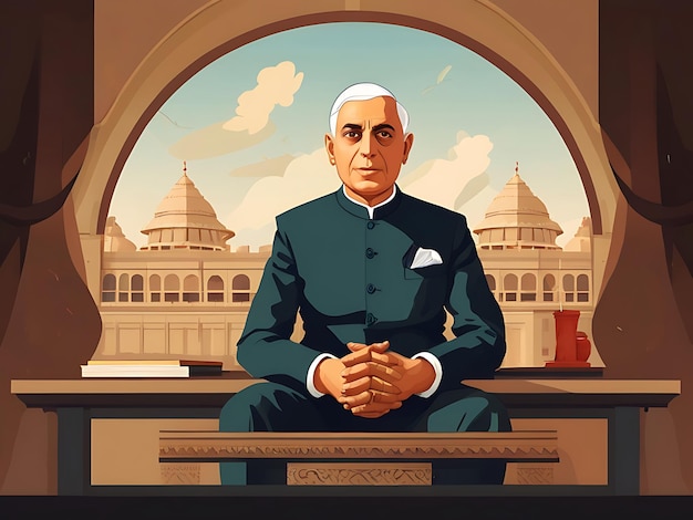 Foto jawaharlal nehru giorno di jayanti illustrazione piatta