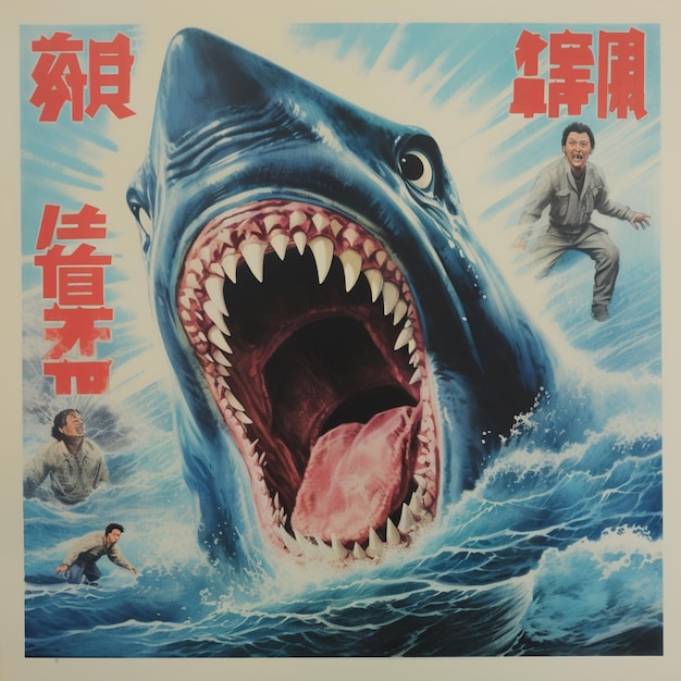 Jaws film poster vector illustratie beeld AI gegenereerde kunst