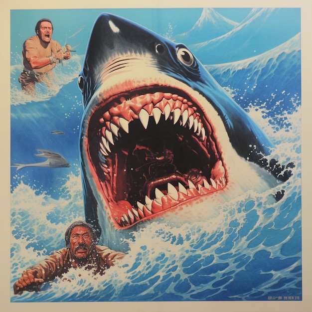 Jaws movie poster vector illustration image AI generated art