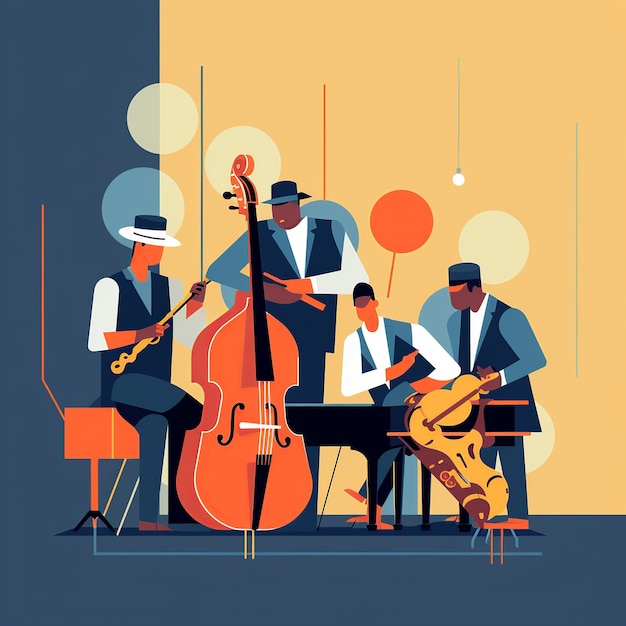 Premium AI Image Jazz Band Performance Saxophonist Drummer Pianist