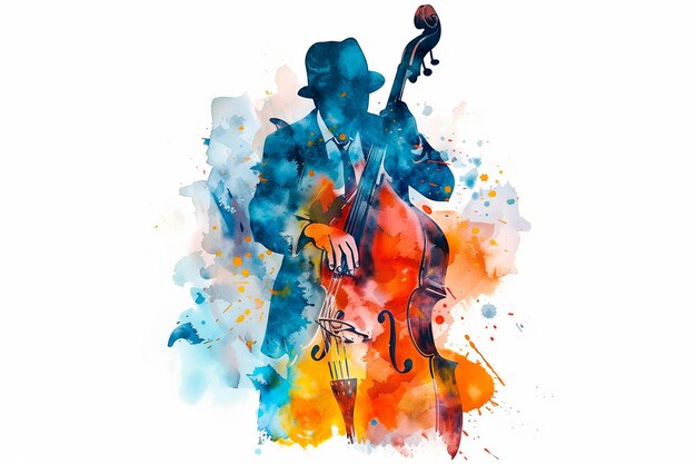 jazz double bass playing live in night club Music day international jazz day