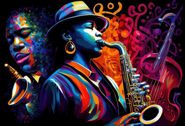 Jazz illustration AI generative