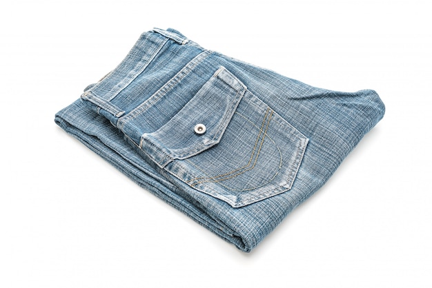 jeans folded on white background