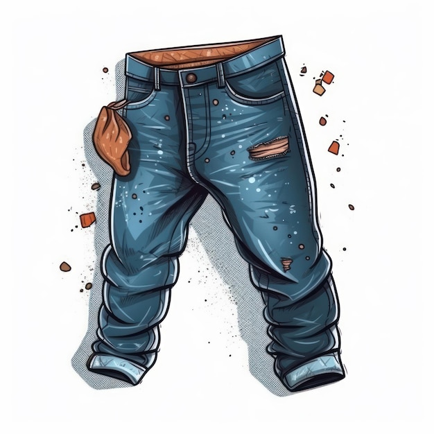 Jeans op een witte achtergrond Cartoon afbeelding