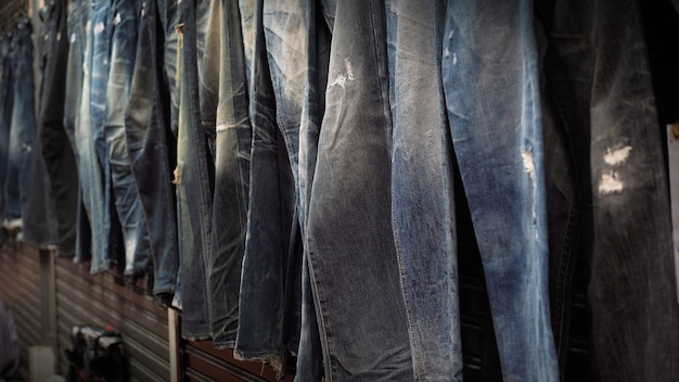 jeans torn texture in the shop