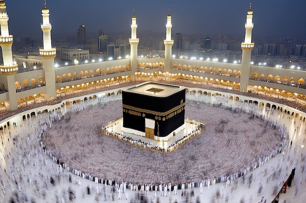 Jeddah Saudi Arabia 27 February 2023 Muslim Pilgrims at The Kaaba in The Haram Mosque of Mecca Saudi Arabia In the morning performing umrah