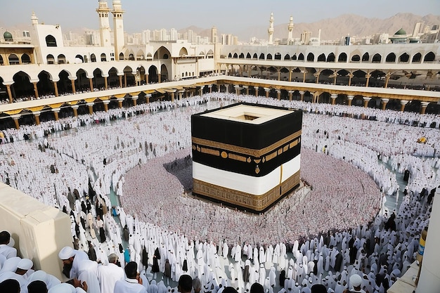 Jeddah Saudi Arabia 27 February 2023 Muslim Pilgrims at The Kaaba in The Haram Mosque of Mecca Saudi Arabia In the morning performing umrah