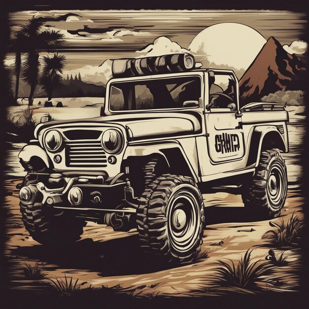 Photo a jeep car tshirt design