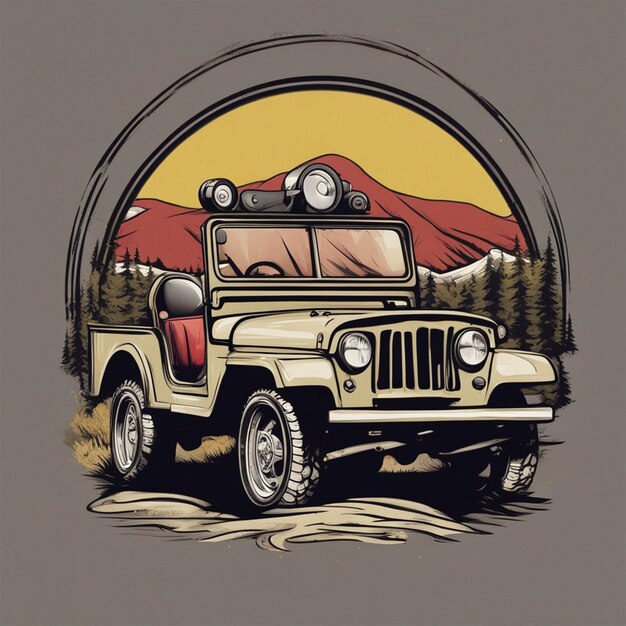 Photo a jeep car tshirt design