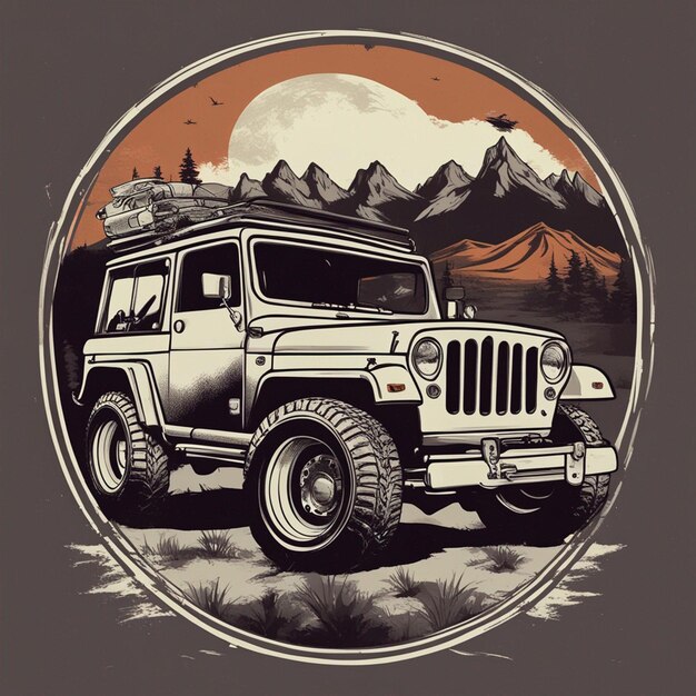 Photo a jeep car tshirt design