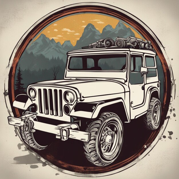 Photo a jeep car tshirt design