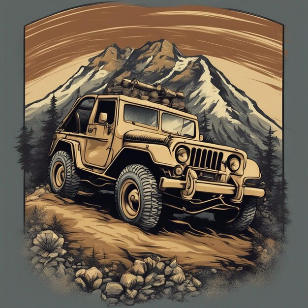 Photo a jeep car tshirt design