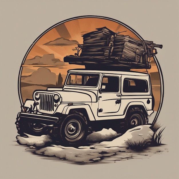 Photo a jeep car tshirt design