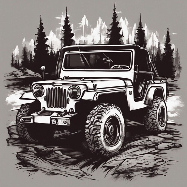 Photo a jeep car tshirt design